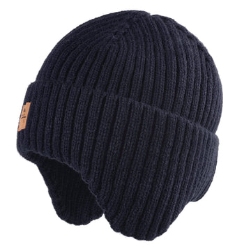 Baby Beanie Fleece Lined Toddler Winter Hat With Ear Flaps Little Girls Boys Warm Hats Cute Beanies For Kids Navy