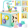 Wooden Activity Cube Montessori Toys for 1 2 3 Year Old Baby Toys 12 Months Toddlers 1-3 Birthday Gift Boys Girls Sensory Intera