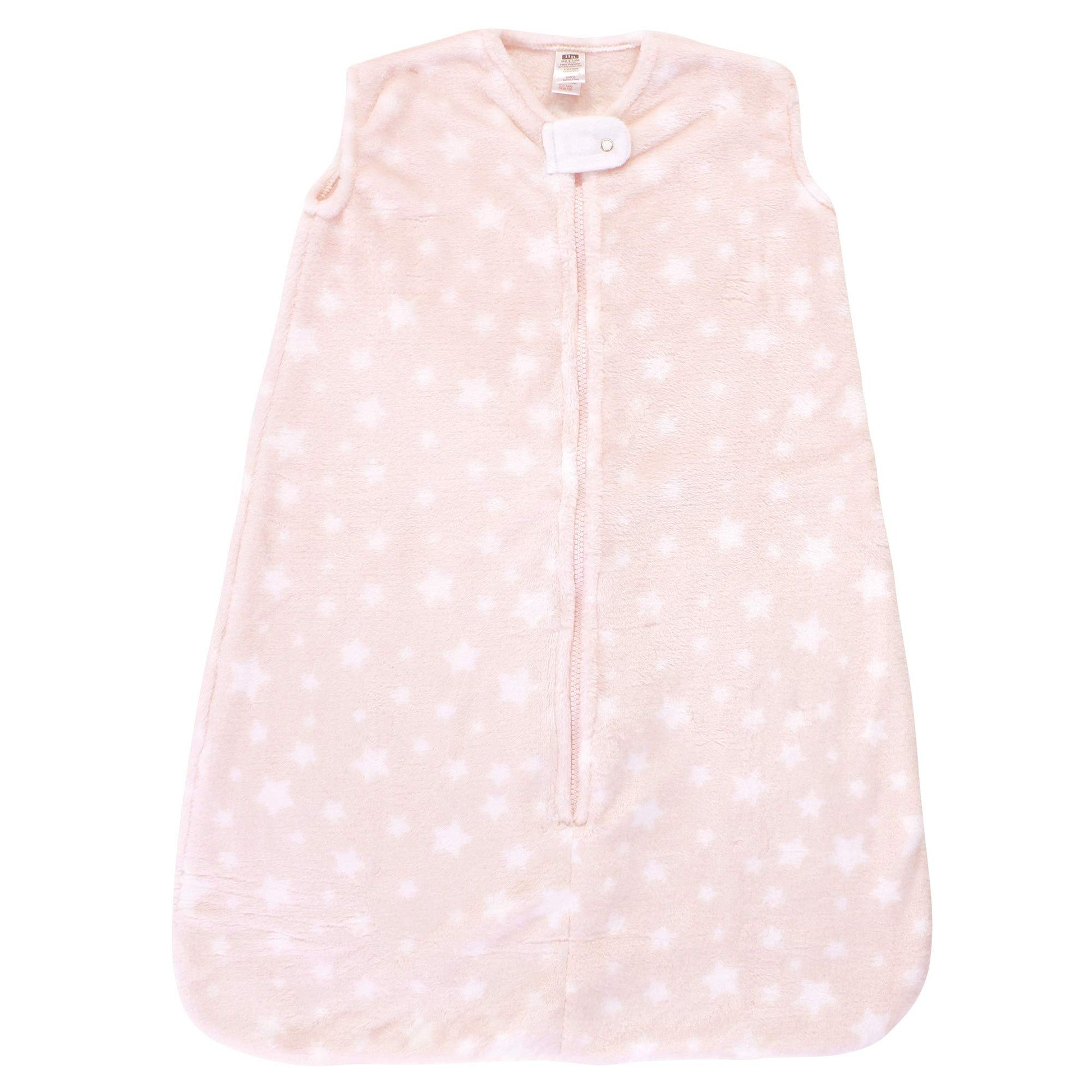 Hudson Baby Unisex Baby Plush Sleeping Bag, Sack, Blanket, Pink Star, 6-12 Months
