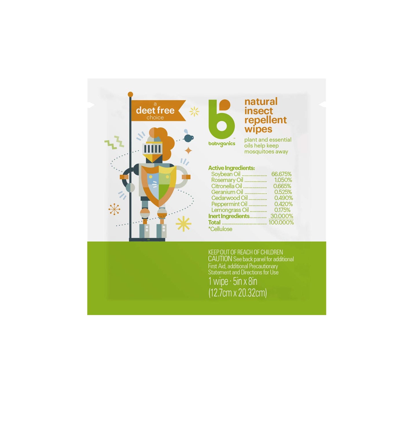 Babyganics Deet Free Travel Size Insect Repellant Wipes | Natural Plant Based, 30 Wipes (2 Packs Of 15)