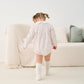 Pureborn Baby Girls Bodysuit Peter Pan Collar Bubble Romper Long Sleeve One-Piece Cotton Outfit Pink Flower 3-6 Months