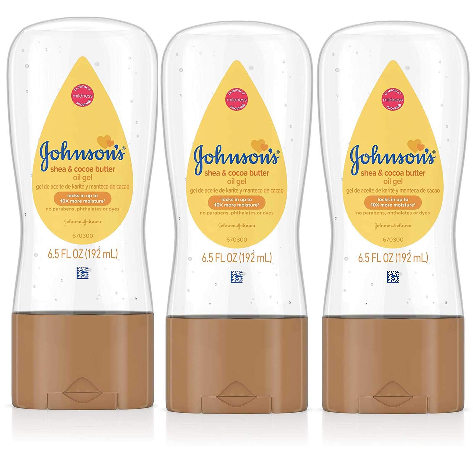 Johnsons Baby Oil Gel Shea & Cocoa Butter 6.5 Ounce (192Ml) (3 Pack)