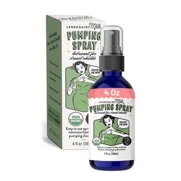 Legendairy Milk Pumping Spray 4 Oz., Helps Sore Nipples & Clogged Ducts, Organic Lubricant For Breast Shields And Flanges, Vegan