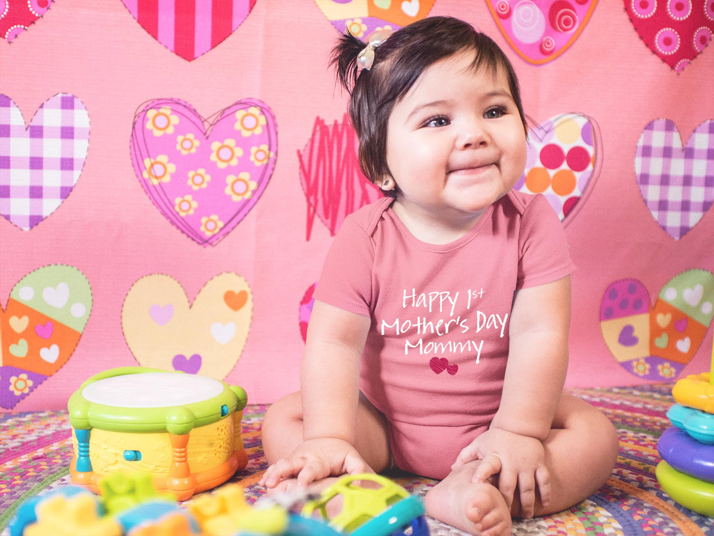 Comfiv First Mothers Day Baby Boy Girl Outfit Happy 1St Mother'S Day Mommy Bodysuit Gifts (Mauve, 12-18 Months)