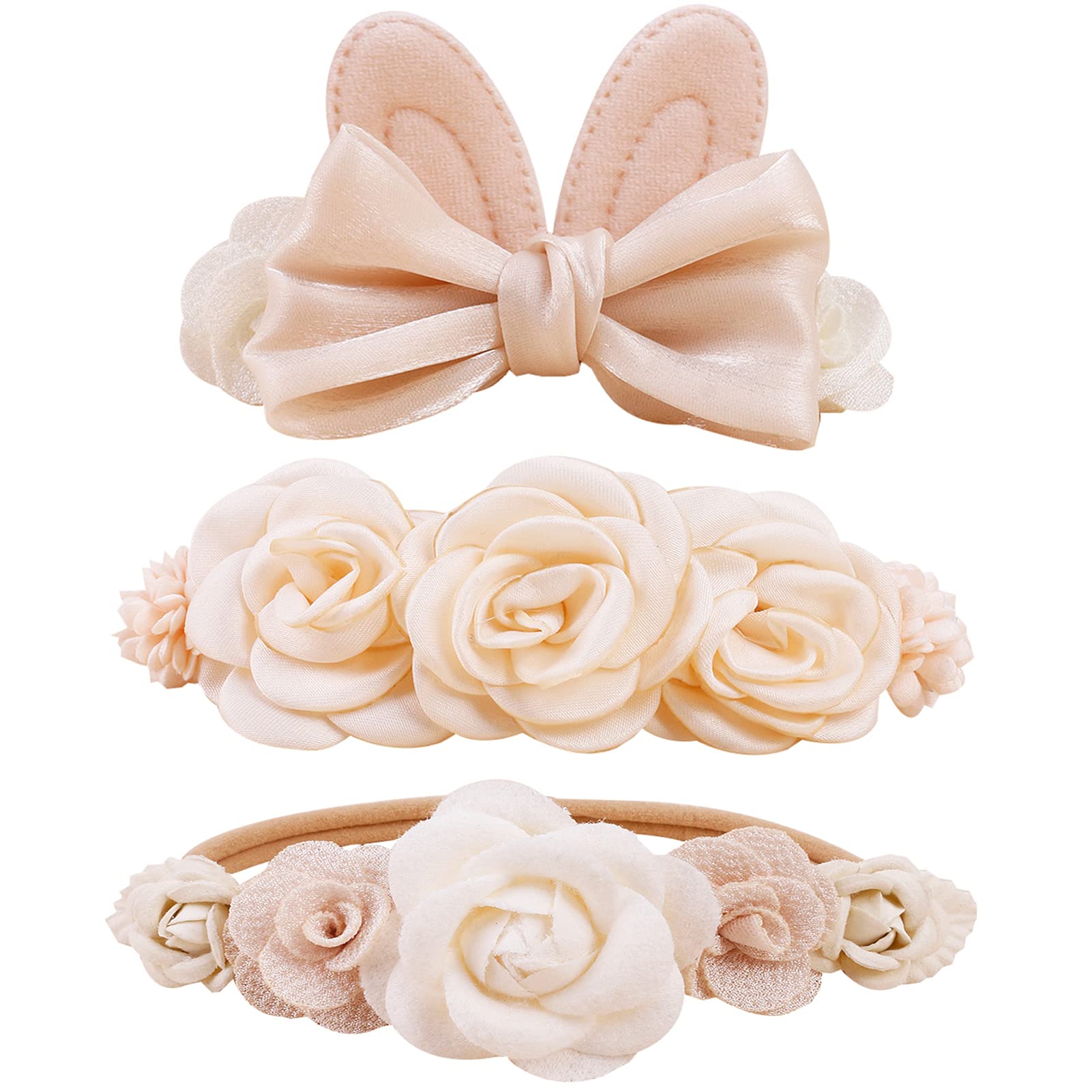 Bfnaagirl Baby Girl Headbands Nylon Flower Elastic Hairbands 3Pcs Hair Accessories Gift For Newborn Infant Toddlers (Tu-Hdj-3Pcs