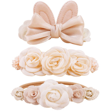 Bfnaagirl Baby Girl Headbands Nylon Flower Elastic Hairbands 3Pcs Hair Accessories Gift For Newborn Infant Toddlers (Tu-Hdj-3Pcs