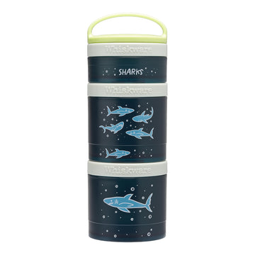 Whiskware Stackable Snack Containers for Kids and Toddlers, 3 Stackable Snack Cups for School or Travel, Sharks(Pack of 1)