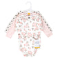 Hudson Baby Unisex Baby Cotton Long-Sleeve Bodysuits, Cinnamon Pink Prints 3-Pack, 0-3 Months