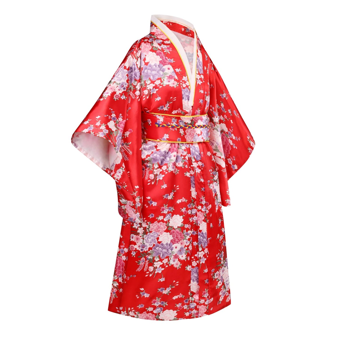 Cutey May Japanese Traditional Dress For Girls Costume Kimono For Kids Set (Red, 10-12Years(150Cm))