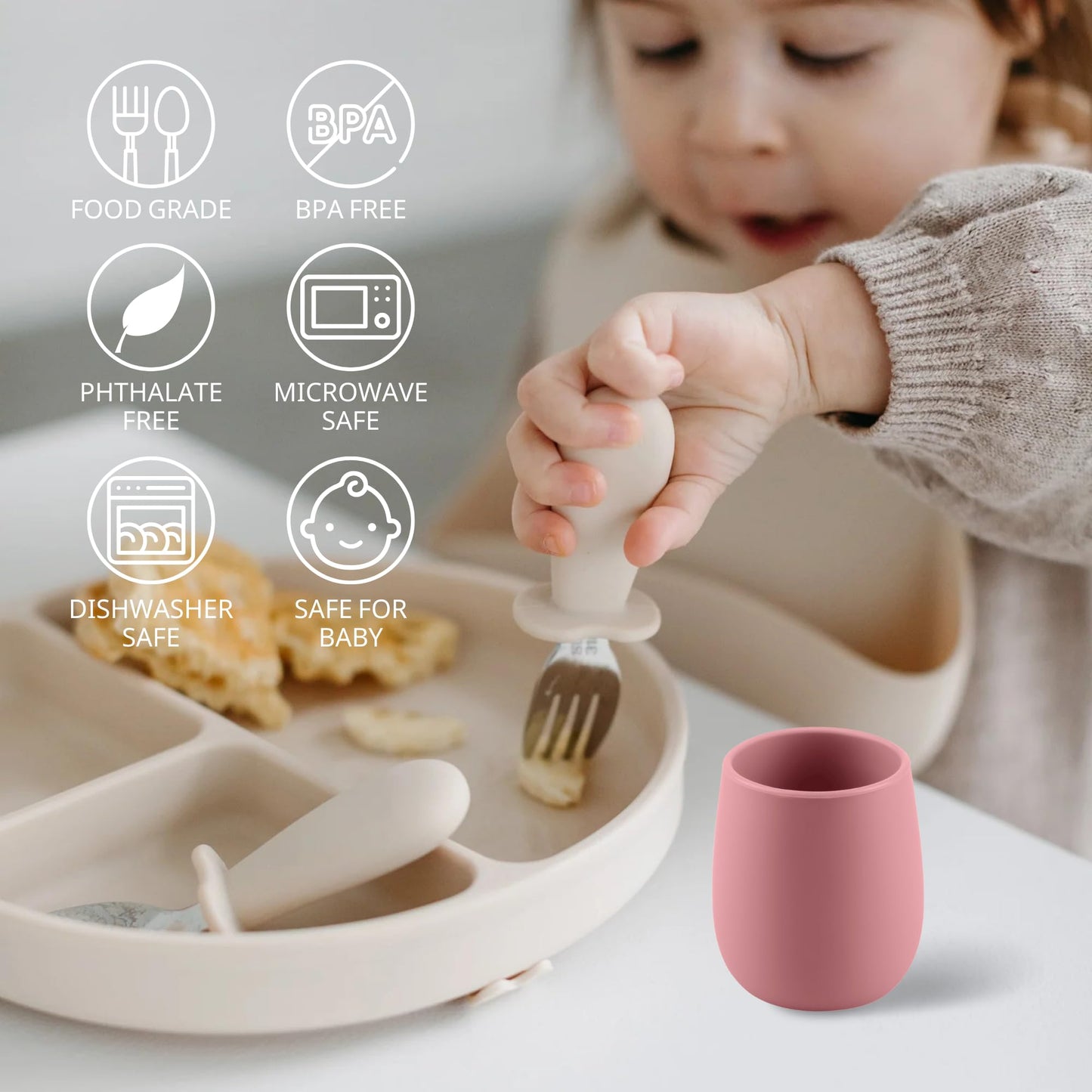 Mintlyfe Silicone Tiny Open Cups, Training Cups For Baby Led Weaning (Blush/Mauve)