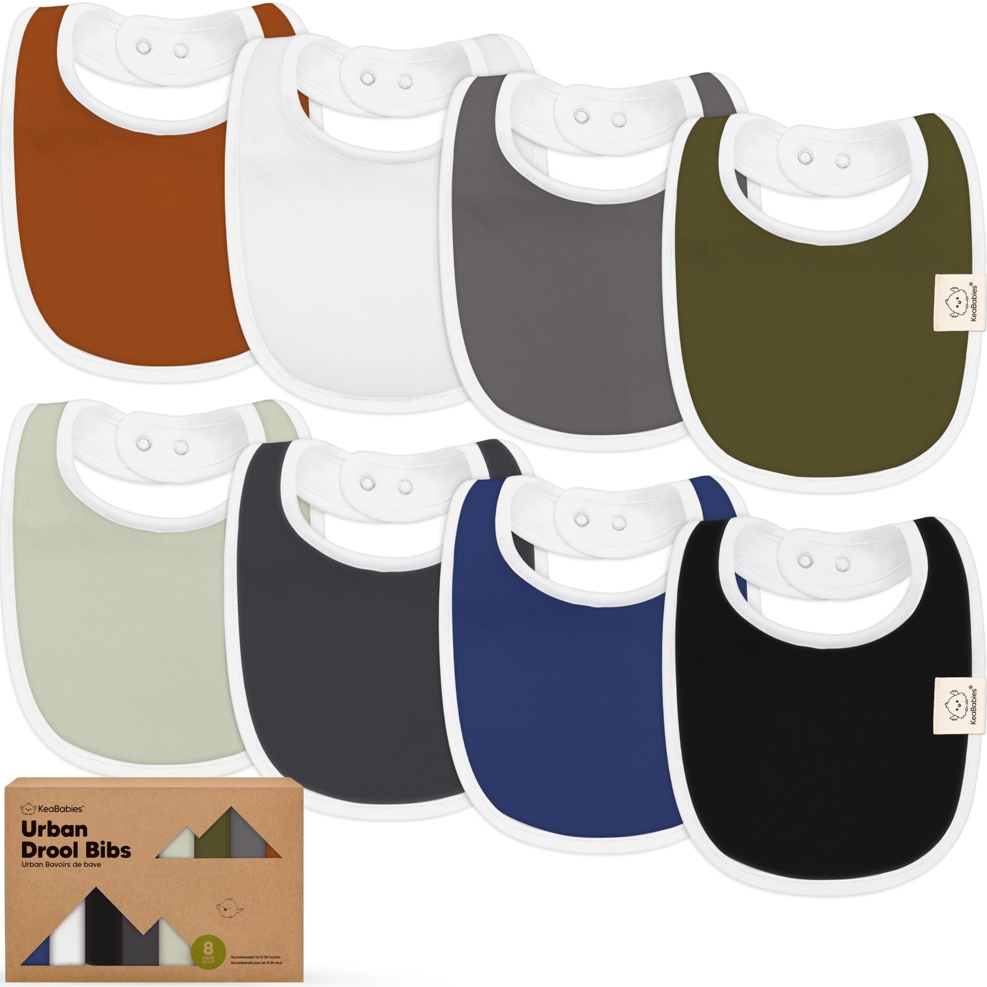 8-Pack Organic Baby Bibs For Boys, Girls - Soft Cotton Drooling And Teething Bibs For Baby Girl & Boy, Extra Absorbent, Easy To