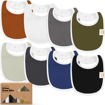 8-Pack Organic Baby Bibs For Boys, Girls - Soft Cotton Drooling And Teething Bibs For Baby Girl & Boy, Extra Absorbent, Easy To