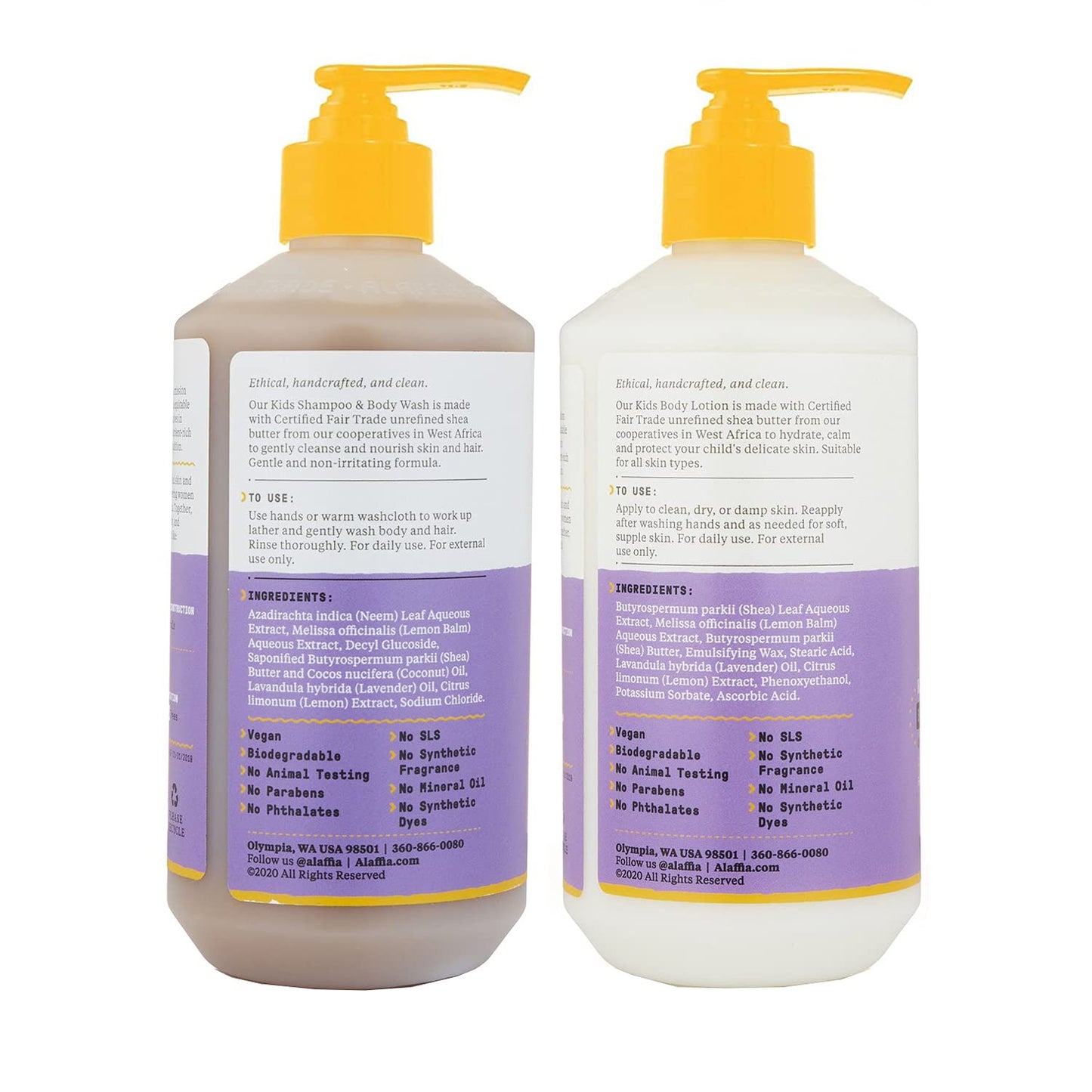 Alaffia Babies And Kids Shampoo & Body Wash (16Oz) And Body Lotion (16Oz) - Gentle Everyday Bath Essentials For Delicate Skin/Ha