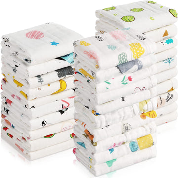 Kenning 30 Pieces Muslin Baby Washcloths For Newborn 10   X10    Soft Absorbent Muslin Burp Cloths Wash Clothes Baby Face Towels