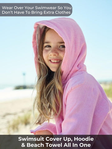 Sammimis Swim Suit Cover Up - Menorca - Kids Beach Towel With Hood, Zipper, Pockets, Long Sleeves & Terry Lining - Boys & Girls