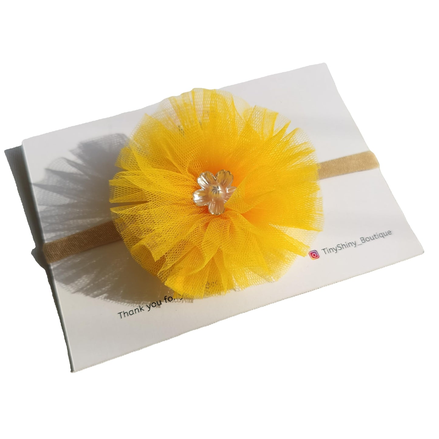 Tinyshiny_Pompom Bow With Baby Soft Headband (Yellow)
