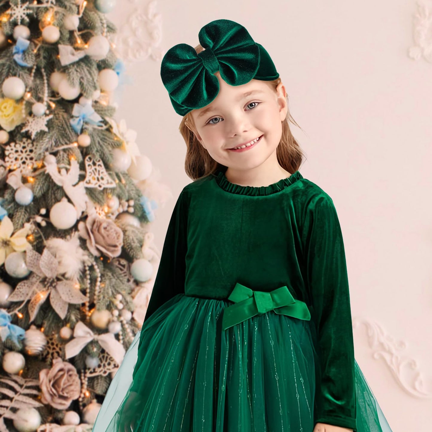 Yanjie Baby Girl Bows Christmas Velvet Baby Headbands Big Baby Bows Wide Head Wrap Hair Accessories For Toddlers Newborn Infants