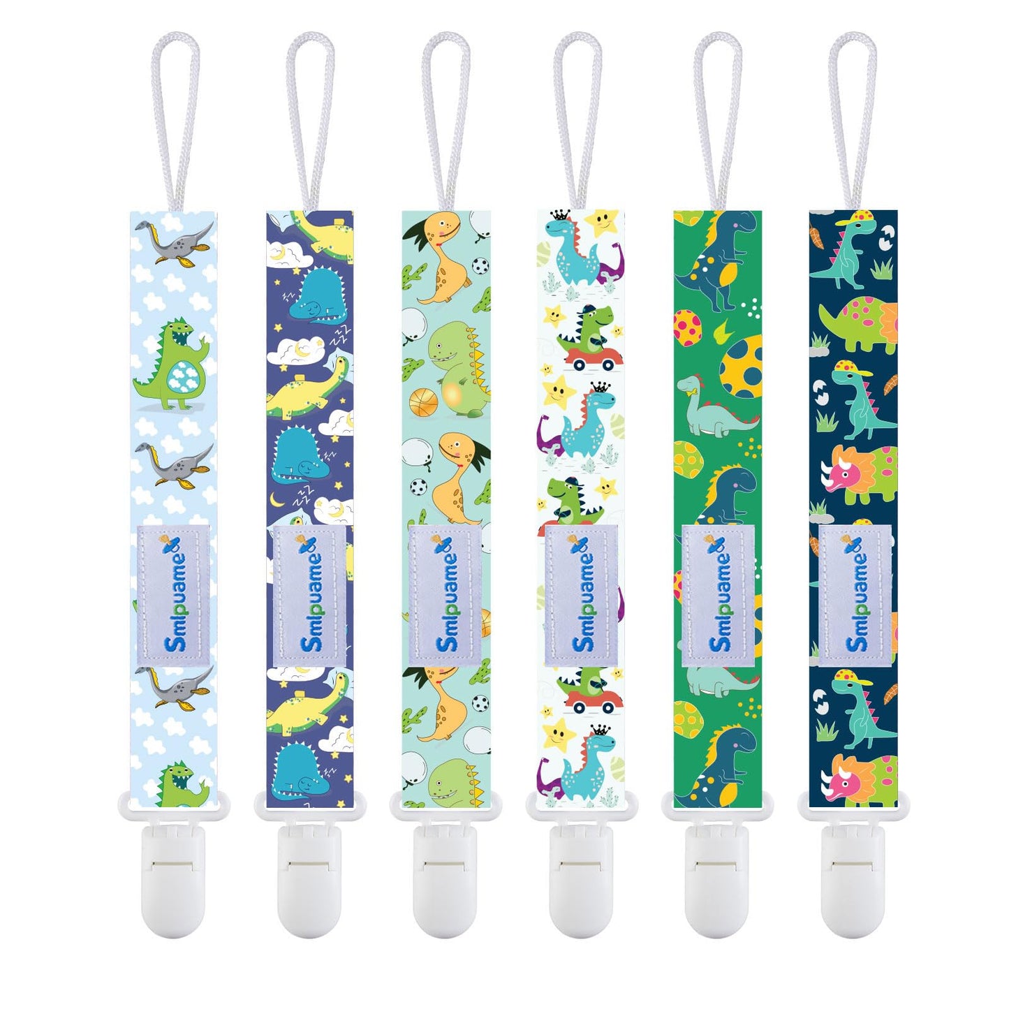 Smlpuame Baby Pacifier Clip For Boys Girl,6 Pack Stylish Binky Clips Strap,Paci Holder With Clips Universal Lightweight Fits Mos