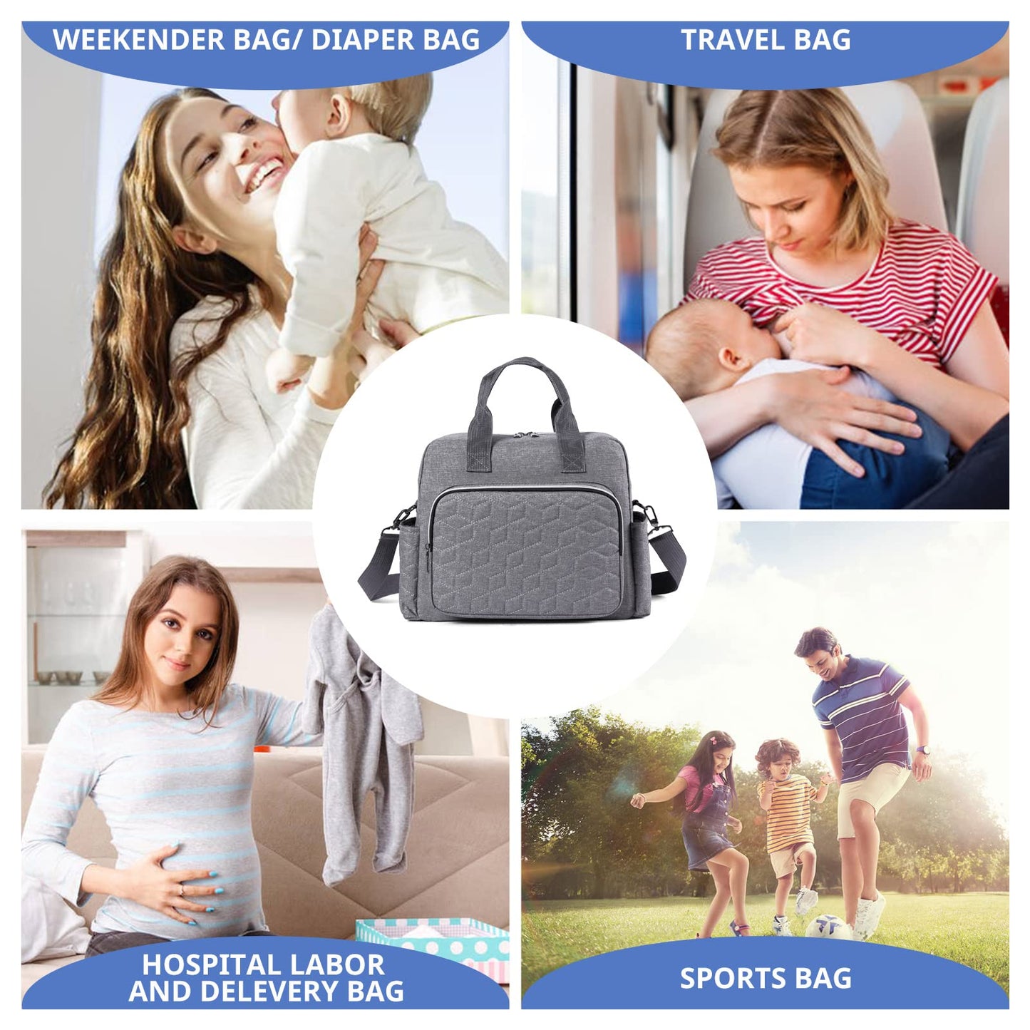 Gogoso Crossbody Small Diaper Bag, Cute Mini Baby Diaper Tote Bags With Insulated Pockets For Traveling Outdoor Parent,L, Baby N