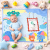 Growth Keepsake Baby Blanket 51 * 43 Inch Monthly Age Marker Blanket for Newborns Cute Animal & Rainbow Printed Background Folda