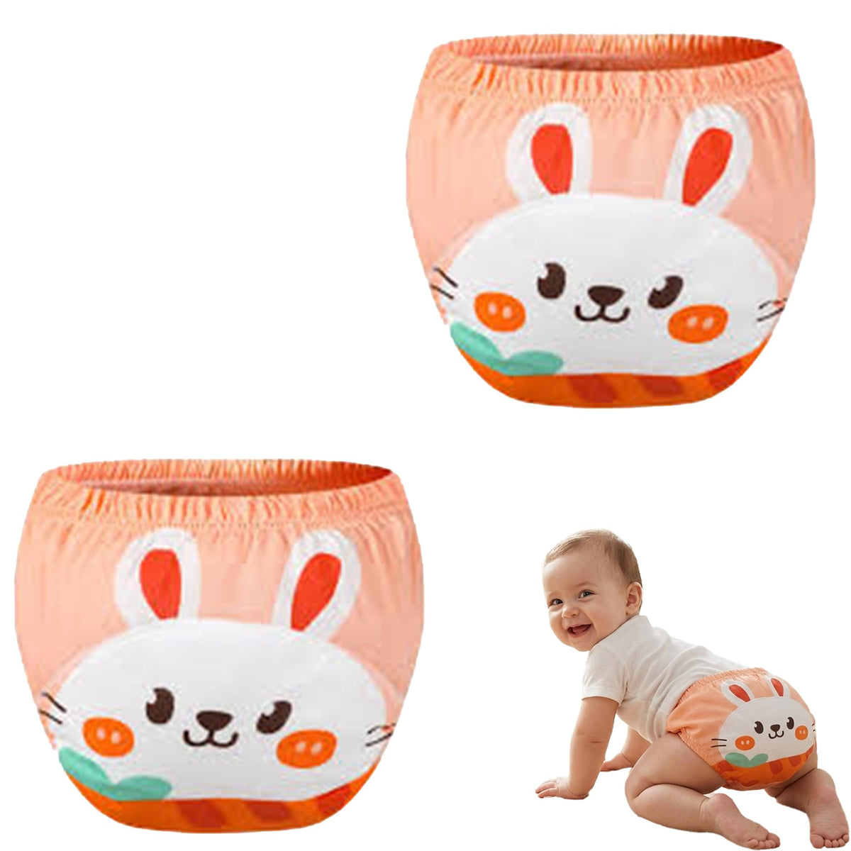 Momcare Reusable Baby Potty Training Pants Cotton Padded Bloomers Washable Absorbent Underwear Leakproof Tpu Layer Elastic Waist