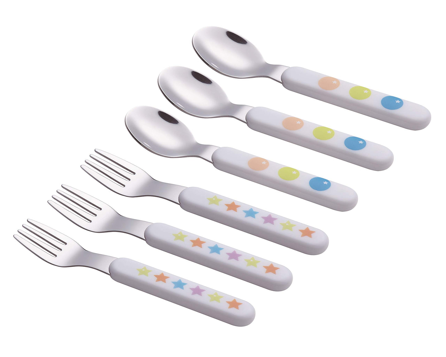 Exzact Kids Flatware 6Pcs Stainless Steel 18/10 Toddler Utensils Flatware- 3 X Forks, 3 X Spoons- Bpa Free, Dishwasher Safe - 12