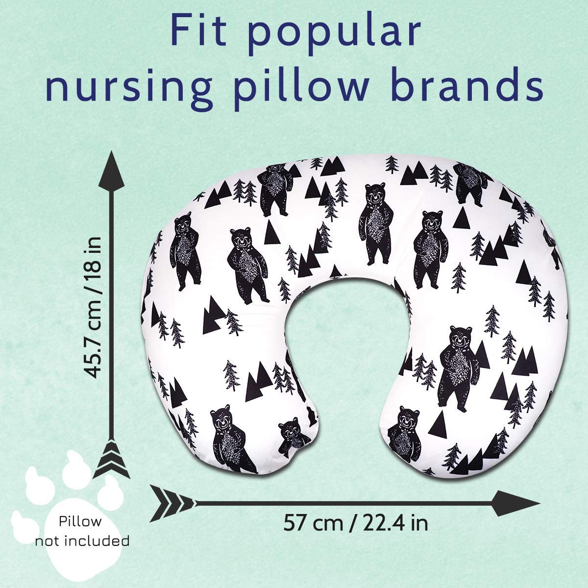 Tanofar Bear Nursing Pillow Cover, Breastfeeding Pillow Slipcover For Baby Boys & Girls, Nursing Pillow Case For Newborn, Soft F