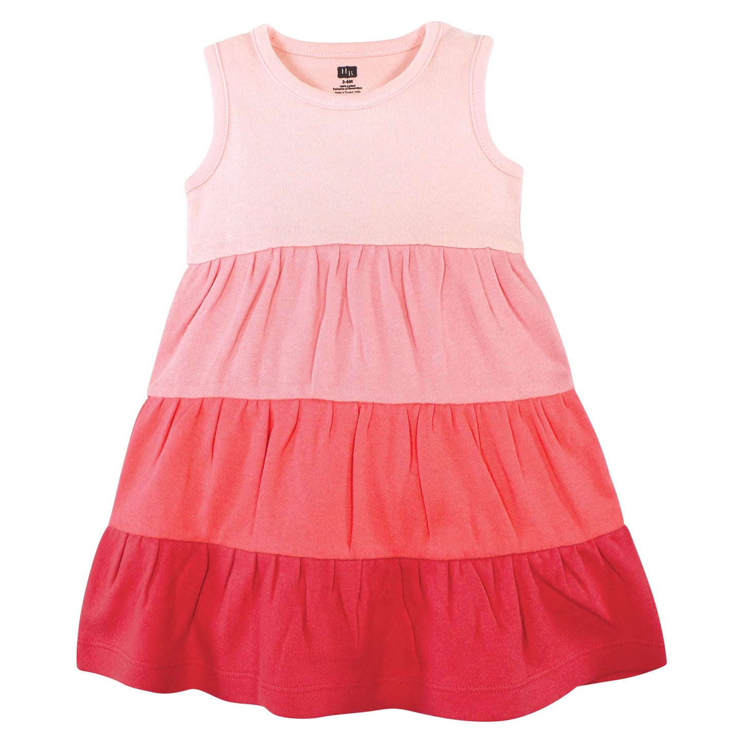 Hudson Baby Baby Girls Hudson Infant And Toddler Girl Cotton Dresses, Ombre Coral Teal Casual Dress, Ombre Coral Teal, 5-6 Years
