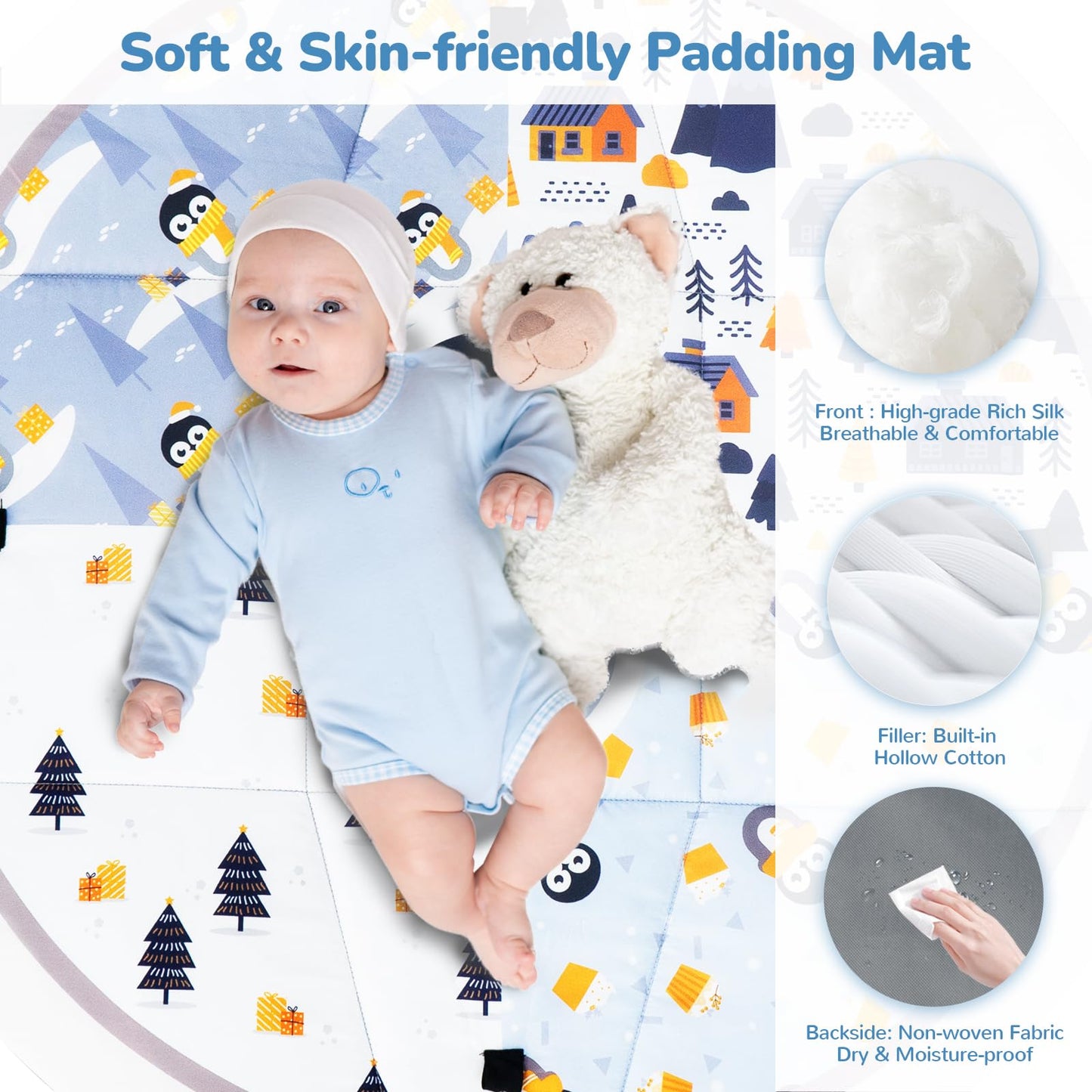 Baby Play Mat Tummy Time Mat With Exclusive Foldable Design, Stage-Based Skill Development Activity Gym Mat, Machine Washable Pl