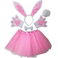 Kirei Sui Kids Costume Bunny Rabbit Dress Up Animal Ears Headband Bowtie Tail Tutu Paws Set Pink