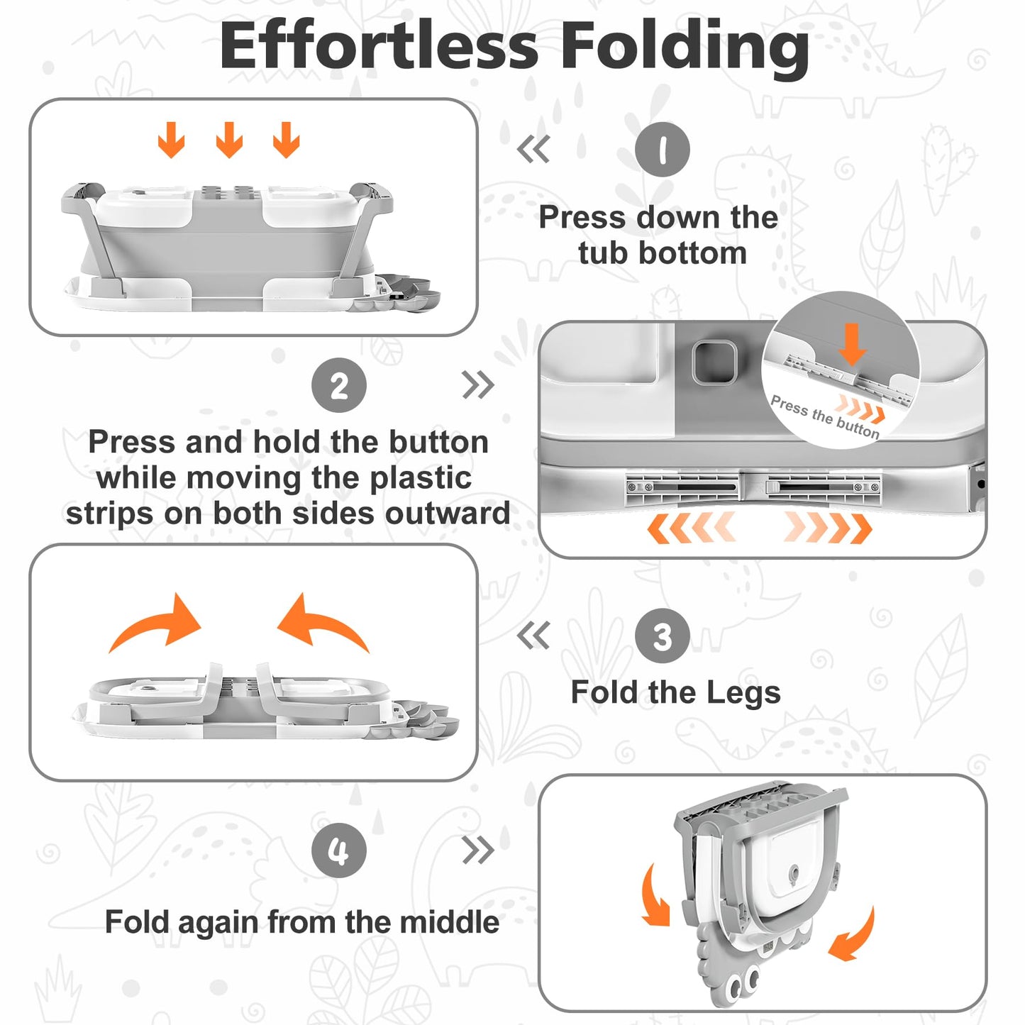 Collapsible Baby Bathtub For Newborns With Thermometer And Soft Floating Cushion Portable And Foldable Travel Baby Boy Bath Tub