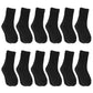 Falari 12-Pack Girl Toddler Kids Cotton Crew Socks (6-8 Years, Black)