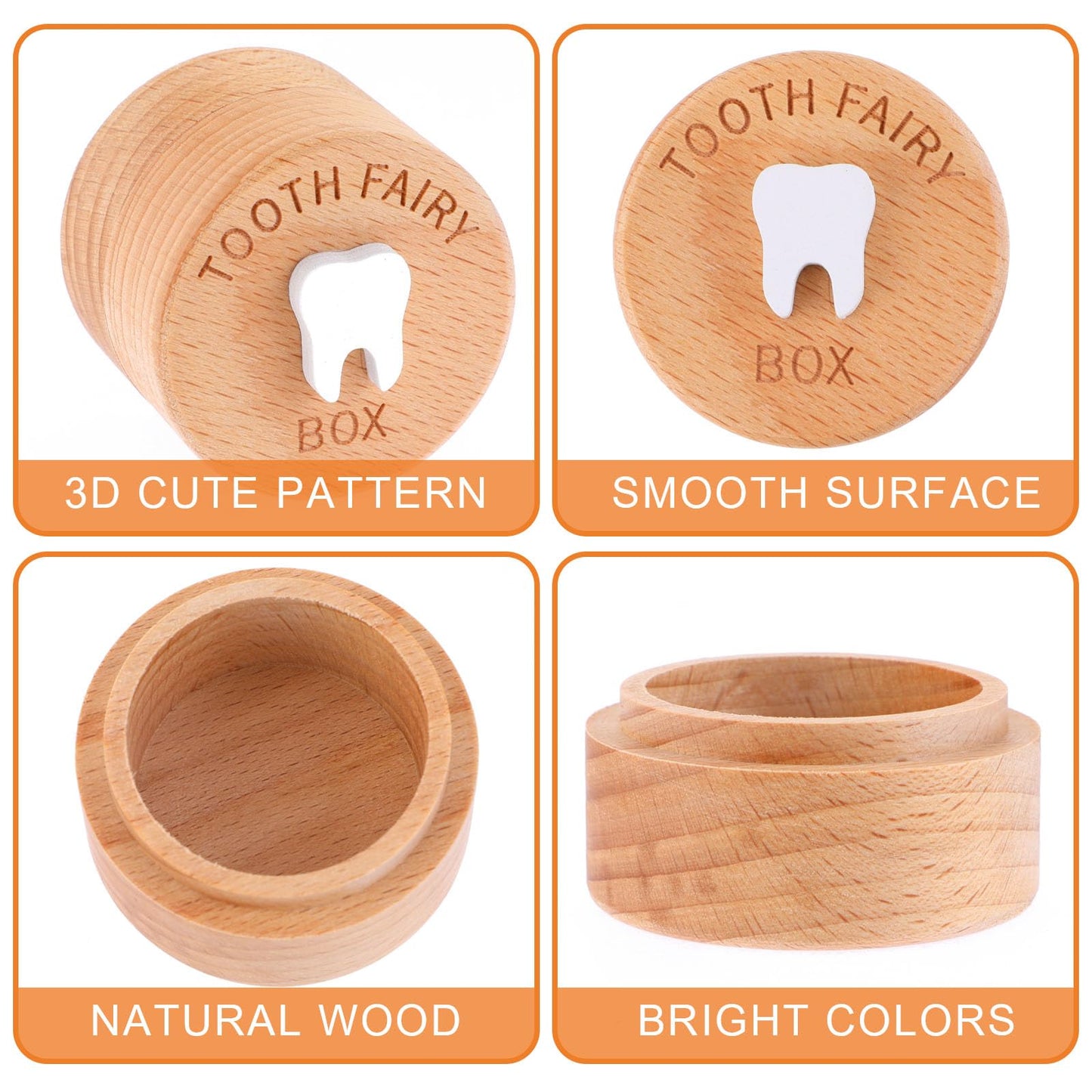 Ouligay Tooth Fairy Box For Girls And Boys, 3D Carved Wooden Box, Cute Lost Tooth Holder, Tooth Fairy Gifts For Birthdays Baby S