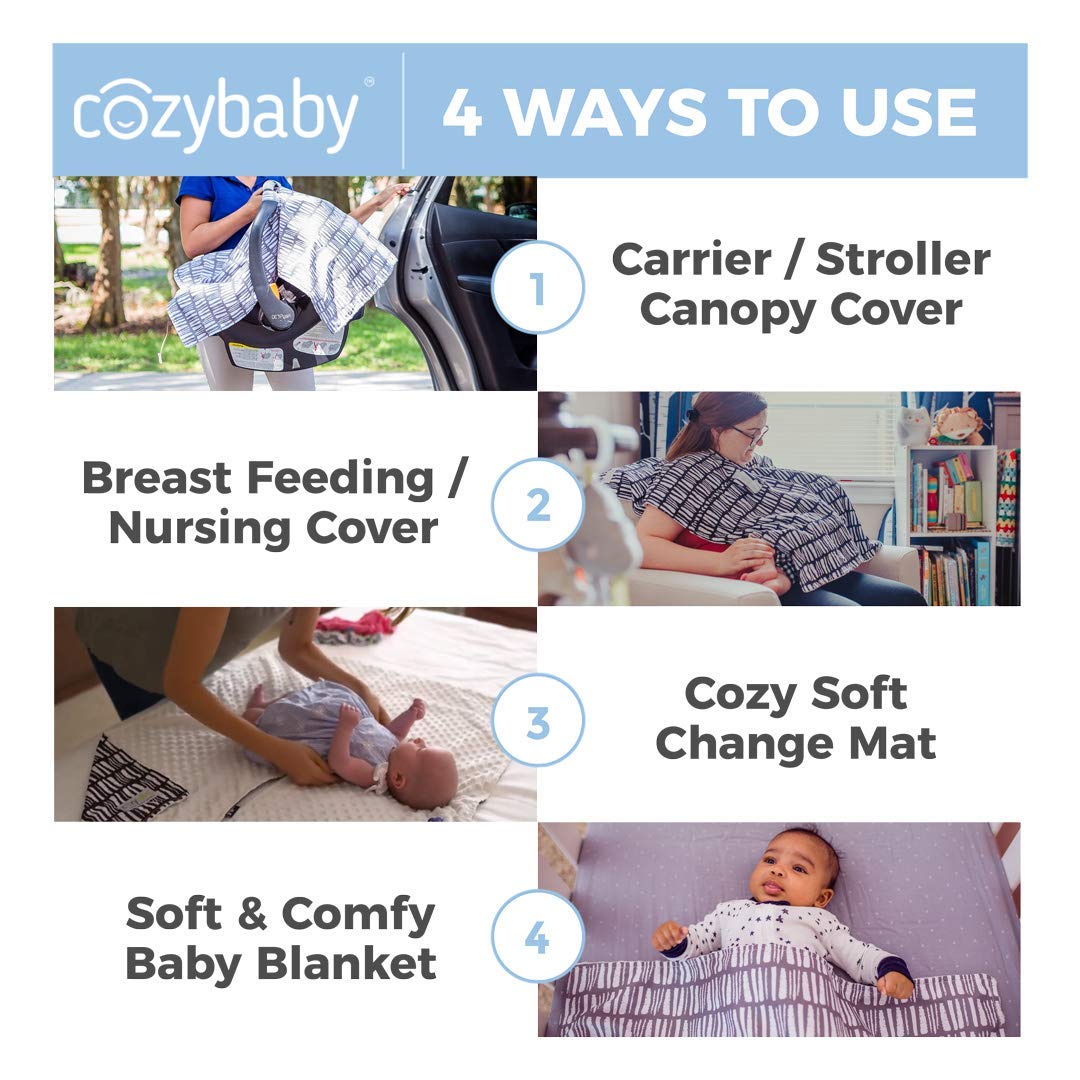 The Worlds Softest 4-In-1 Carseat Canopy & Nursing Cover By Cozybaby. 4 Uses - Baby Car Seat & Stroller Cover, Nursing Cover Bre