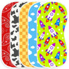 Wauprant 4 Pack Baby Burp Cloths, Soft Muslin Cotton Boho Star Moon Print Burp Cloths, Super Absorbent Washcloths Infants Burpin