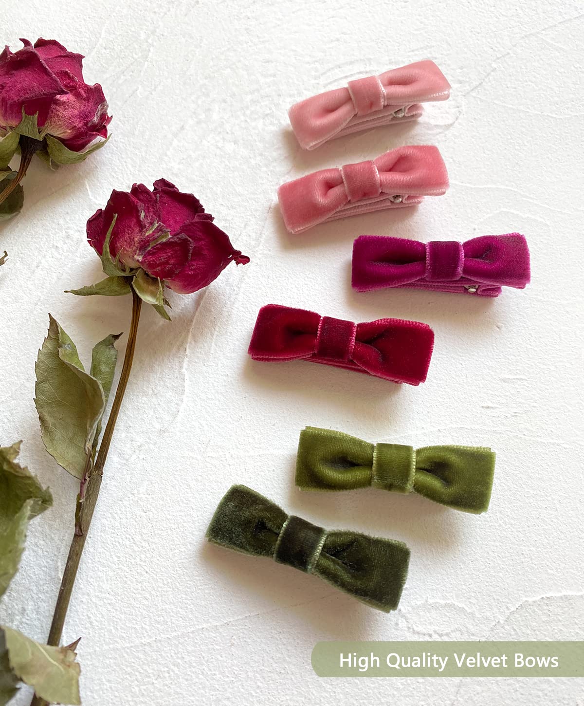 Velvet Baby Hair Clips, 20Pcs Boutique Mini Bows Barrettes, Fully Lined Hair Pins Accessories For Infant Toddler Baby Girl'S Fin