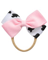 Fancheer Baby Girls Cowgirl Pink Cow Bow Headband Infant Toddler Birthday Party Hair Accessories