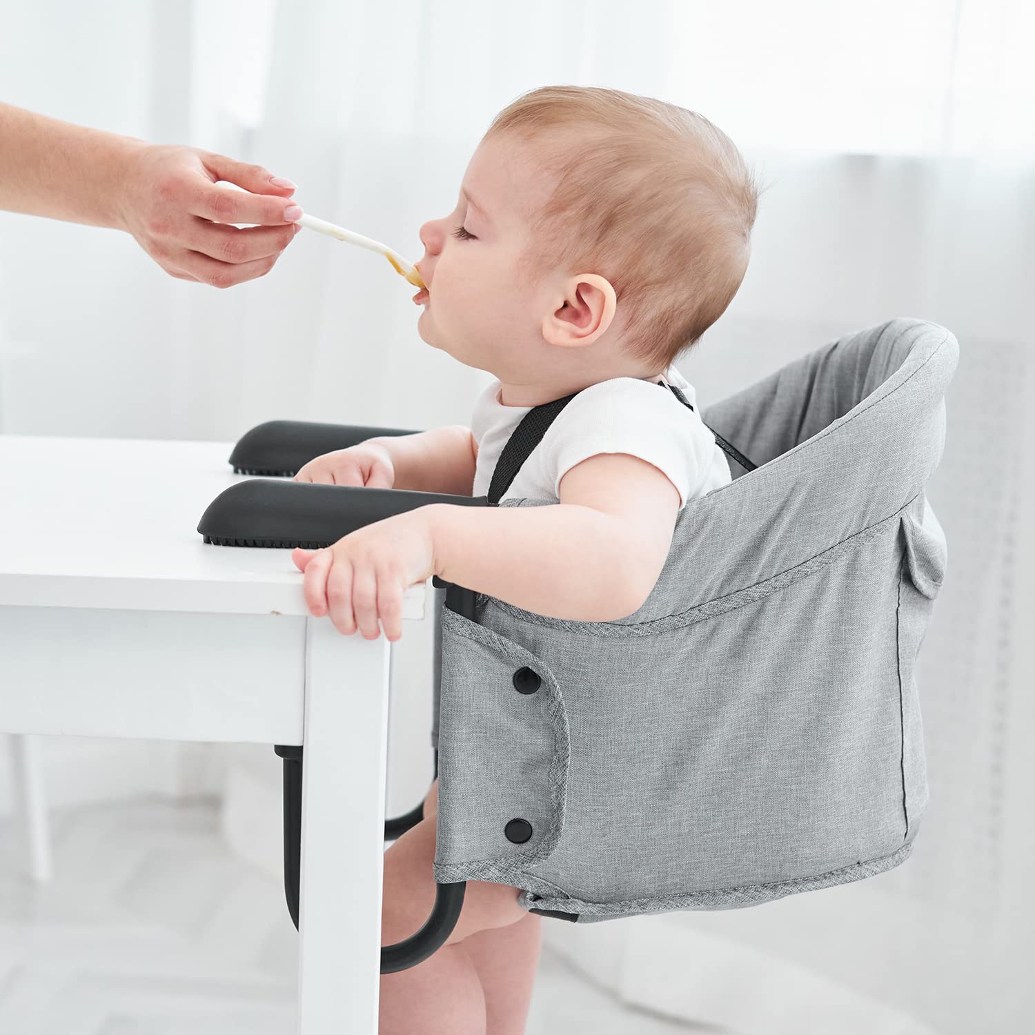Pandaear Hook On Booster Quick Seat For Baby| Clip On Table High Chair For Home &Travel| Portable Fold-Flat High Load Design -Gr