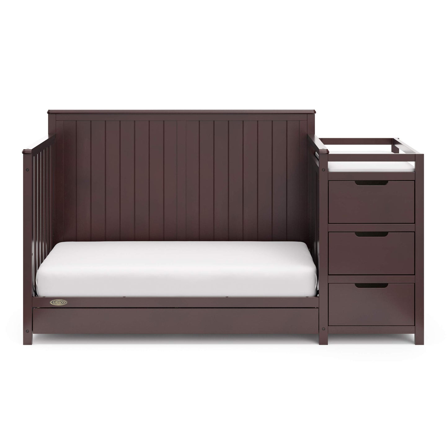Graco Hadley 5-In-1 Convertible Crib And Changer With Drawer (Espresso) - Greenguard Gold Certified, Crib And Changing -Table Co