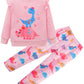 Retsugo Toddler Girls Outfits Girls Dinosaur Clothes Long Sleeve Dino Tshirt And Pants 2Pcs Dinosaur Outfit For Girls Clothes Fa
