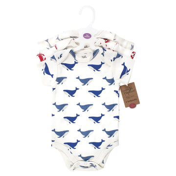 Touched By Nature Unisex Baby Organic Cotton Bodysuits, Mystic Sea Creatures, Preemie