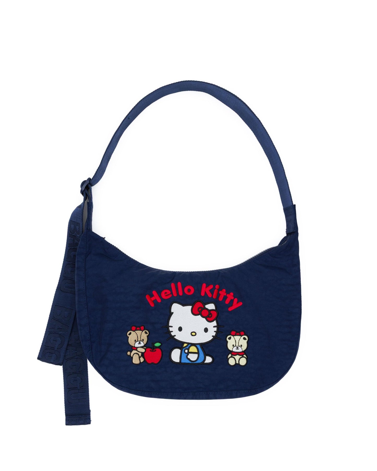 BAGGU Medium Nylon Crescent Bag - Embroidered Hello Kitty & Teddy