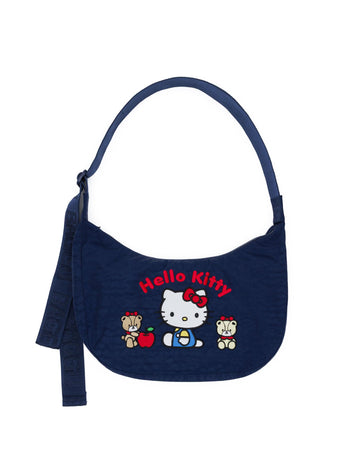BAGGU Medium Nylon Crescent Bag - Embroidered Hello Kitty & Teddy