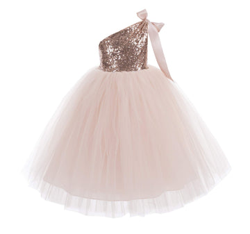 Ekidsbridal One-Shoulder Sequin Tutu Junior Flower Girl Dresses Christening Dresses 182 8