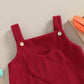 Jlkgicf Baby Boy Girl Onesie Outfit Overalls Jumpsuit Sleeveless Heart Pocket Corduroy Rompers Newborn Valentine Clothes (Red23,