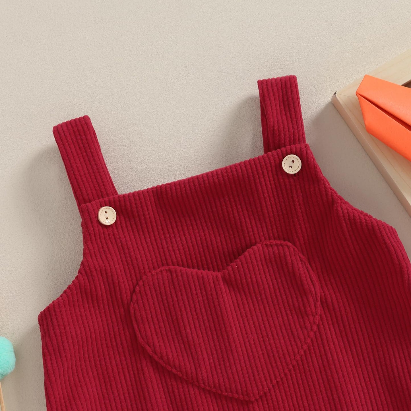 Jlkgicf Baby Boy Girl Onesie Outfit Overalls Jumpsuit Sleeveless Heart Pocket Corduroy Rompers Newborn Valentine Clothes (Red23,