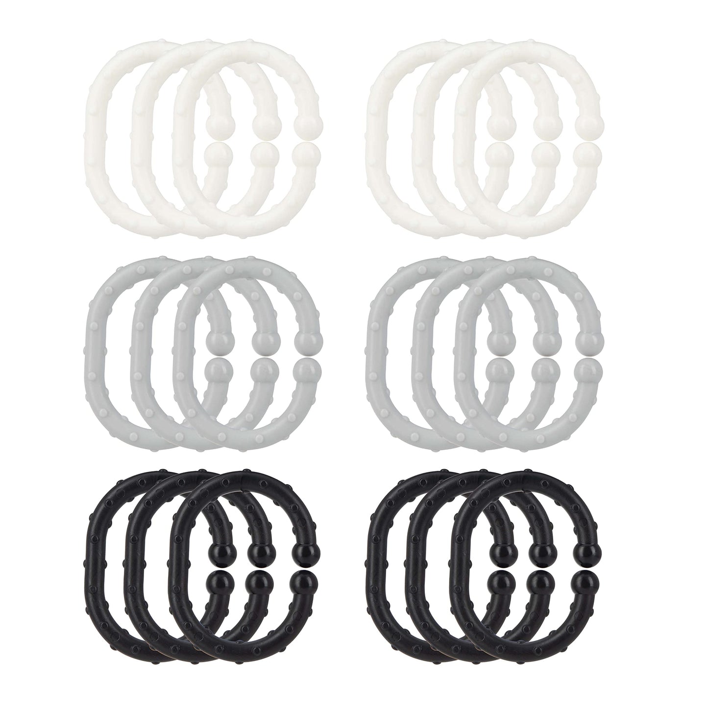 Nuby Linkables, Black, Grey, and White Attachable Links for Strollers, Car Seats, and Travel