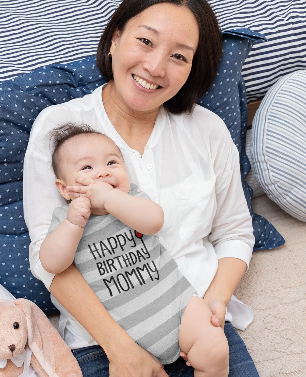 Tstars Happy Birthday Mommy Outfit Infant Mom'S Gift Baby Girl Boy Bodysuit Pants Set 6M Gray/White