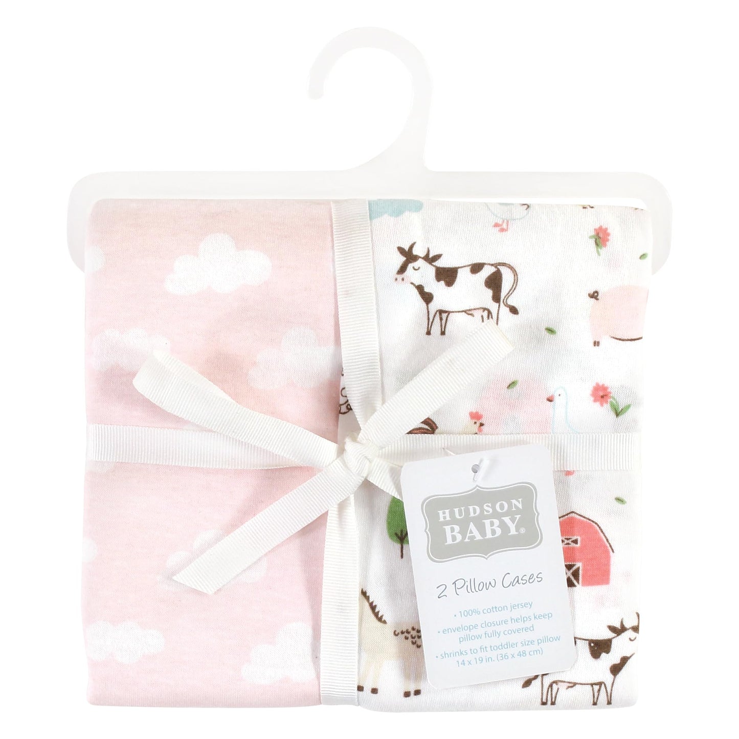 Hudson Baby Unisex Baby And Toddler Cotton Toddler Pillow Case, Girl Farm Animals, One Size