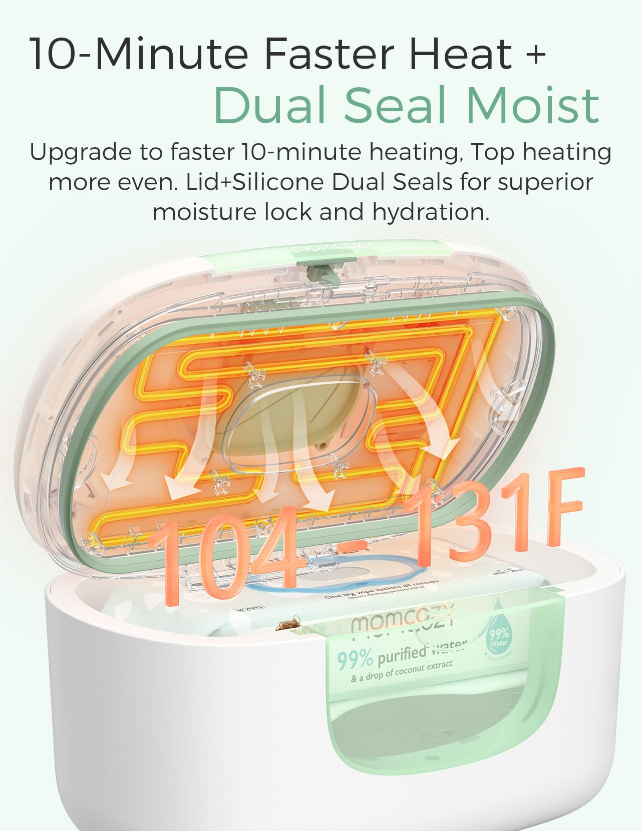 Momcozy New Baby Wipe Warmer, Large Capacity Wipe Dispenser Compatible With 60-80Pcs,10-Min Fast Heating,4 Temperature Modes,Inn